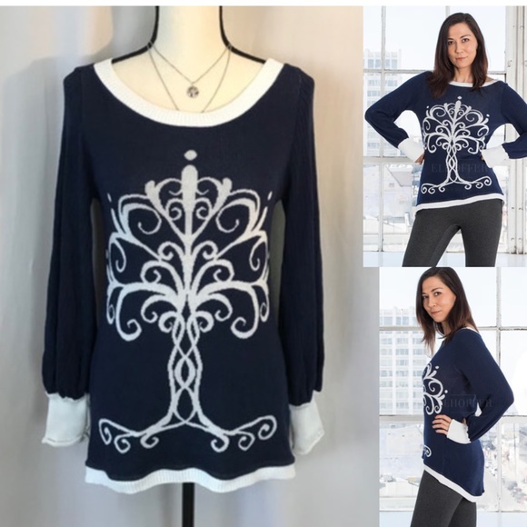 Elhoffer Design Sweaters - Tree of Kings Elhoffer Design Gondor Bishop Sleeve Boat Neck Sweater, XS-S